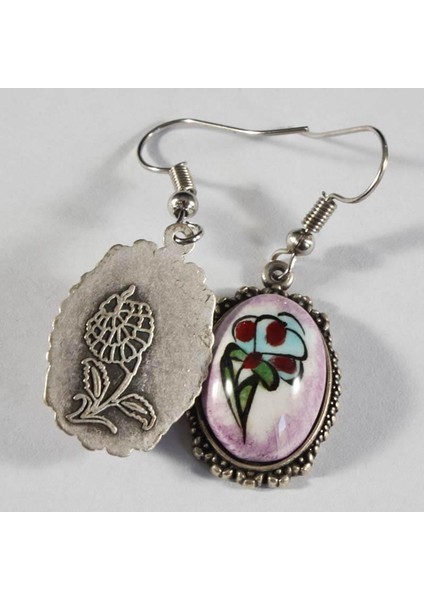 Mor Zemin Çiçek Desenli Çini Küpe fiyatları