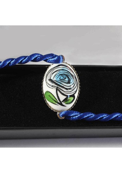 Mavi Gül İznik Çini Bileklik