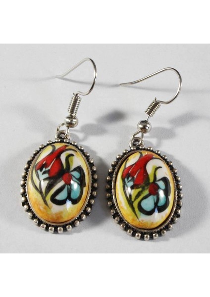 Kırmızı Lale Ve Bahar İznik Küpe