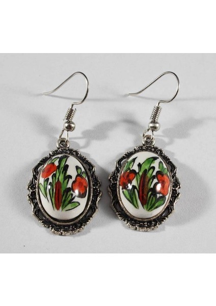 Bahar Desenli İznik Çini Küpe