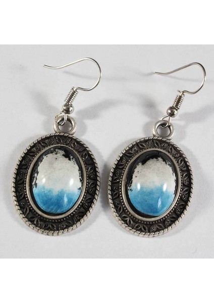 Gece Motifli Modern Desen İznik Çini Küpe