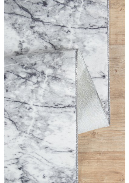 Yıkanabilir Kaymaz Tabanlı Silvia Kesme Rulo Halı Yolluk Gri-Beyaz-Siyah modelleri