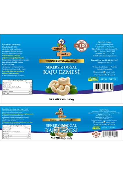 - Şekersiz Doğal Kaju Ezmesi 1 Kg fiyatları