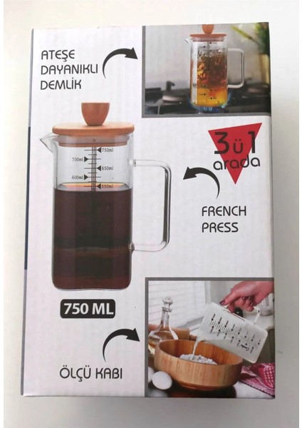 Bambu Kapak Kare French Press Demlik 750 ml