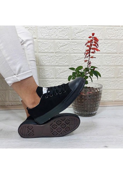 554 Siyah-Siyah Kısa Sneaker Keten Spor Ayakkabı fiyatları