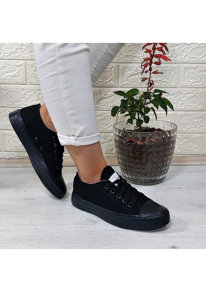 554 Siyah-Siyah Kısa Sneaker Keten Spor Ayakkabı fırsatları