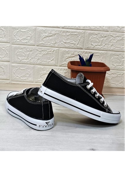 554 Siyah-Beyaz Kısa Sneaker Keten Spor Ayakkabı fiyatları