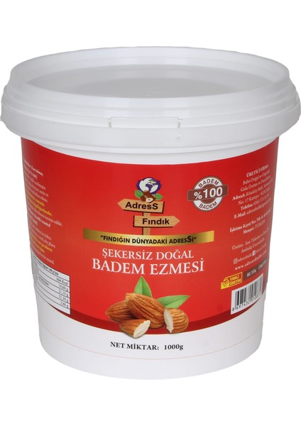 - Şekersiz Doğal Badem Ezmesi 1 kg