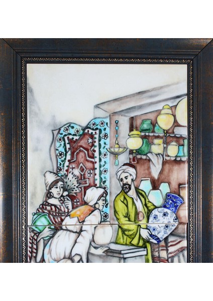 Osmanlıda Pazar Sahnesi 20*40cm Çini Pano