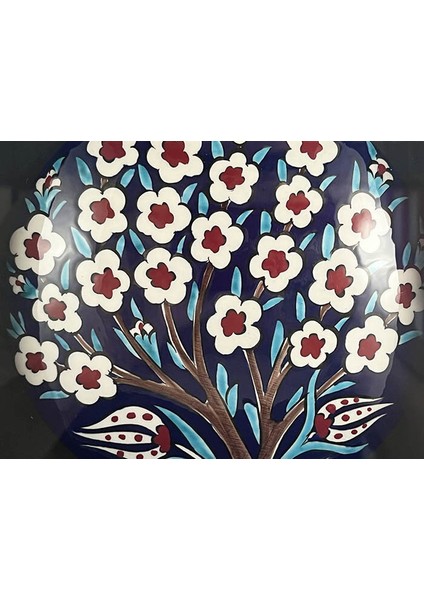 Hayat Ağacı ve Lale Desenli Paspartulu İznik Çini Pano modelleri