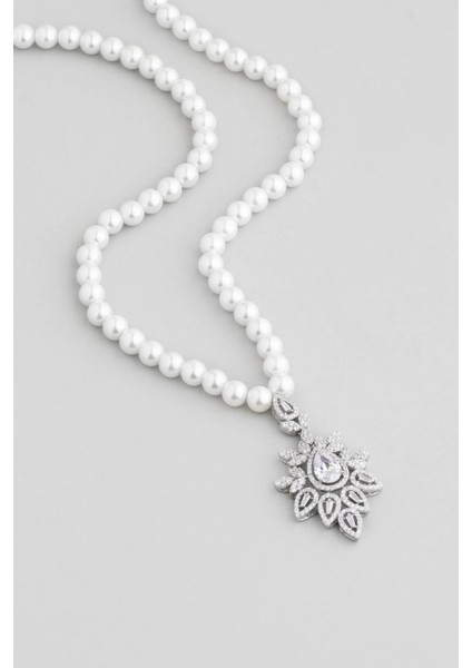 Kraliyet Incisi 18 Ayar Beyaz Altın Kaplama Gümüş Tasarım Gerdanlık fiyatları