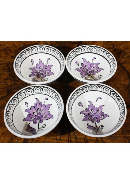 Lotus Desenli 4lü Kase Takımı