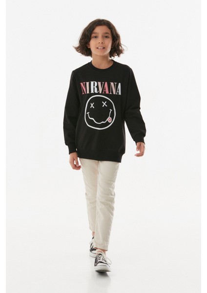 Nirvana Baskılı Kız Çocuk Sweatshirt