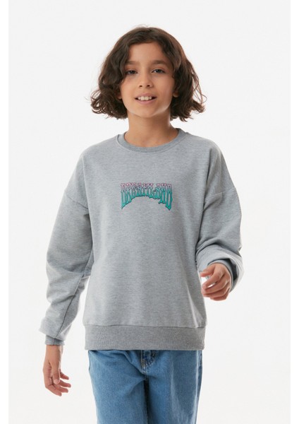 Baskılı Bisiklet Yaka Kız Çocuk Sweatshirt