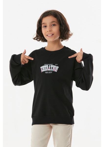 Baskılı Bisiklet Yaka Kız Çocuk Sweatshirt