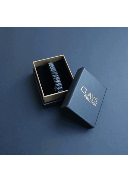 Clays Jewellery Doğal Taş Labradorit Bileklik, Hematit Taşı Silindir Bileklik, Erkek Bileklik, Kadın Bileklik