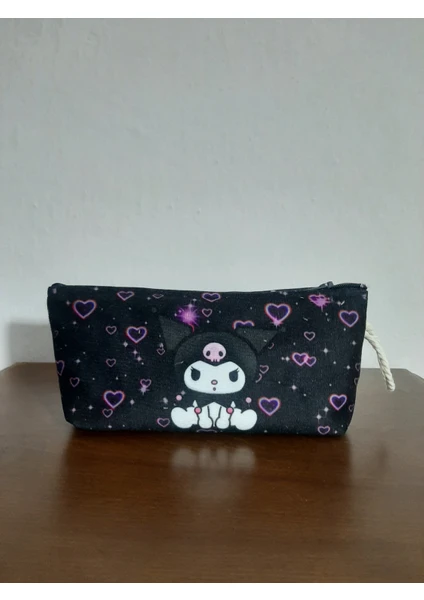 Owl Bag Kuromi Uçuşan Kalpler  Desenli Tasarım Kalemlik - Makyaj Çantası