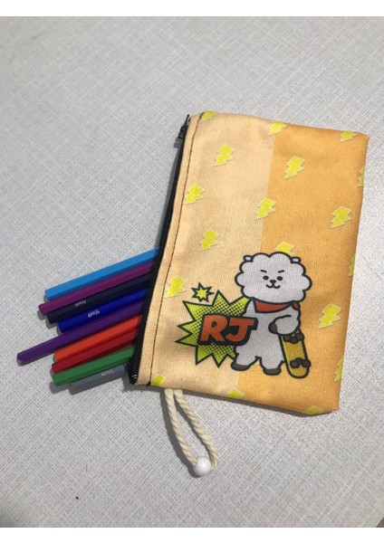 BTS-KPOP-BT21- Rj Desenli Tasarım Bez Kalemlik - Cüzdan