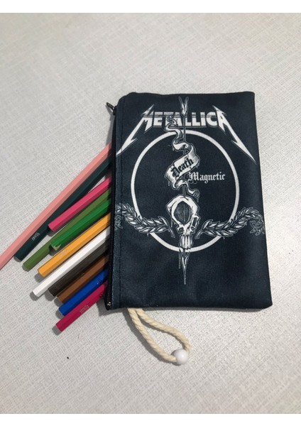 Metallica Logo Desenli Tasarım Bez Kalemlik - Cüzdan