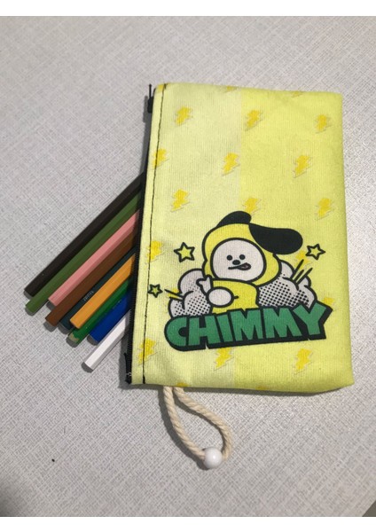 BTS-BT21 -Kpop Chimmy Desenli Tasarım Bez Kalemlik - Cüzdan