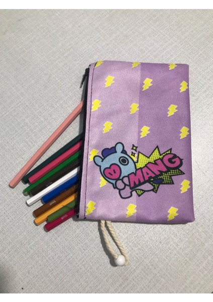 BTS-KPOP-BT21- Mang Desenli Tasarım Bez Kalemlik - Cüzdan