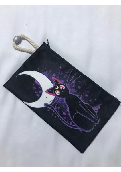 Sailoor Moon Cat Desenli Tasarım Bez Kalemlik - Cüzdan