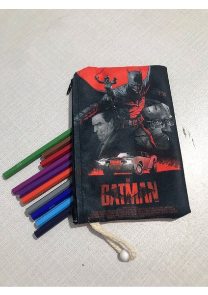 Yarasa Adam Desenli Tasarım Bez Kalemlik - Cüzdan