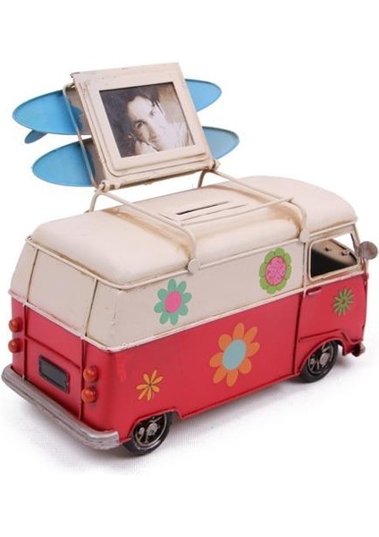 Metal Minibüs Çerçeveli Kumbaralı Biblo Peanelife Dekoratif Hediyelik modelleri