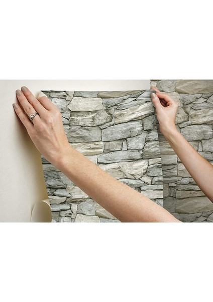 Kale Taş Duvar Desenli Peanelife Yapışkanlı 3D Duvar Raf Kapı Kaplama Kağıdı 3 Metre 60 cm fırsatları