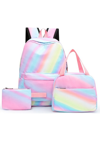 Travel Üç Parçalı Okul Çantası Öğrenci Sırt Çantası Kampüs Okul Çantası Sırt Çantası Yemek Çantası Kalem Kutusu (Yurt Dışından)