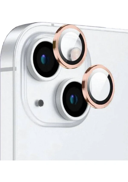 Apple iPhone 15 Plus ile Uyumlu Safir Damla Tekli Kamera Lens Koruyucu Pembe