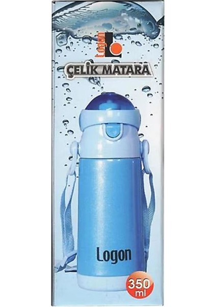 Çelik Pipetli Matara Mavi 350 ml LGL340