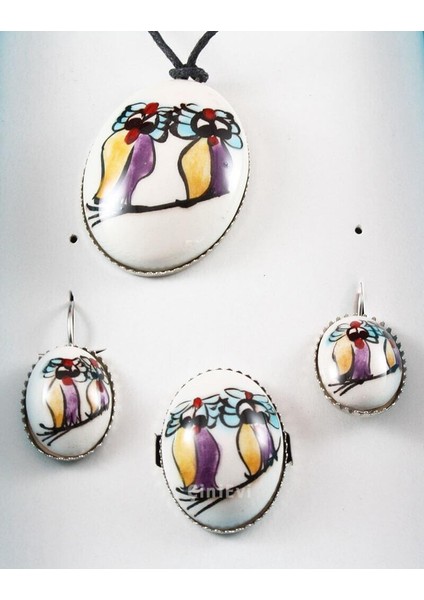 Bilge Baykuşlar Çini Takı Seti fiyatları