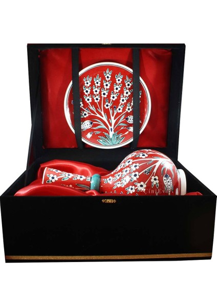 İznik Hayat Ağacı Desenli Vazo ve Tabak Set