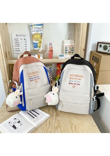 Okul Çantası Kızlar Basit Tarzı Sırt Çantası Lise Üniversite Öğrencisi Büyük Kapasiteli Moda Sırt Çantası Banliyö Sırt Çantası (Yurt Dışından) modelleri
