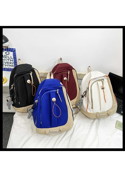 Okul Çantası Modaya Uygun Tüm Maç Sırt Çantası Öğrenci Büyük Kapasiteli Sırt Çantası Kontrast Renk Ekleme Tarzı Moda Rahat Okul Çantası (Yurt Dışından) modelleri