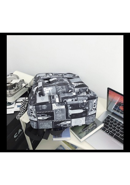 Sırt Çantası Grafiti Orta ve Lise Öğrencisi Okul Çantası Kadın Açık Hava Büyük Kapasiteli Eğlence Seyahat Sırt Çantası (Yurt Dışından) fırsatları