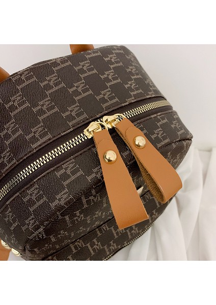 Retro Sırt Çantası Kadın Mektup Doku Sırt Çantası Rahat Seyahat Çantası Moda Küçük Sırt Çantası (Yurt Dışından)