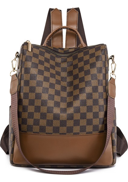 Hırsızlığa Karşı Ekose Kadın Sırt Çantası, Büyük Kapasiteli, Üç Amaçlı Sırt Çantası, Çok Yönlü, Hafif Kadın Çantası (Yurt Dışından)