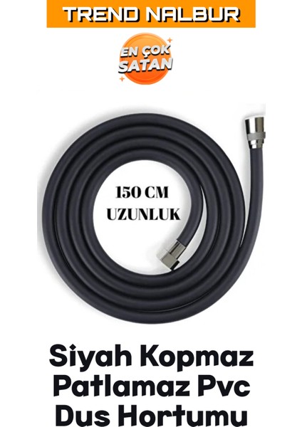 5 Fonksiyonlu Turbo Fanlı Pervaneli Lüks Duş Başlığı Siyah + Siyah Pvc Hortum