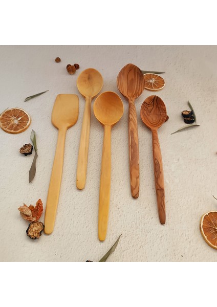Ahşap Tahta Servis, Sunum Kaşığı ve Spatula Seti - El Yapımı