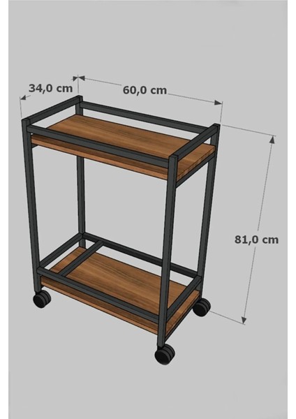 Aliis Life Servis Sunum Arabası Ev Tipi Iki Katlı Şişe Bölmeli Servant Bar Cart