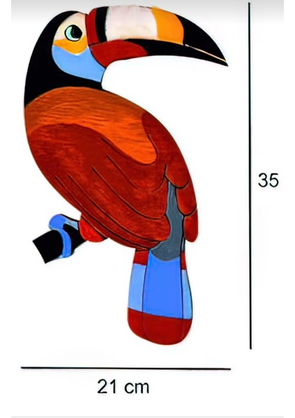 3lü Tukan Kuşu Ahşap Duvar Dekoru