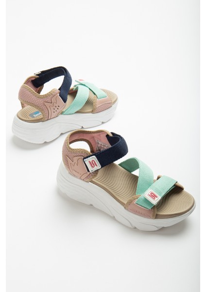 Kadın Günlük Faylon Dolgu Taban Cırtlı Spor Günlük Sandalet SS001-0148 Pudra Yeşil modelleri