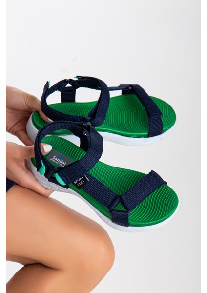 Kadın Kısa Topuk Rahat Taban Cırtlı Günlük Spor Sandalet SS001-0158 Laci Yeşil modelleri