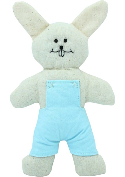 Mavi Tulumlu Çıngıraklı Tavşan Bez Oyuncak
