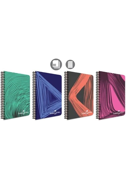 Faber Castell Waves Spiralli Defter 80 Yaprak A4 Çizgili -2'li-