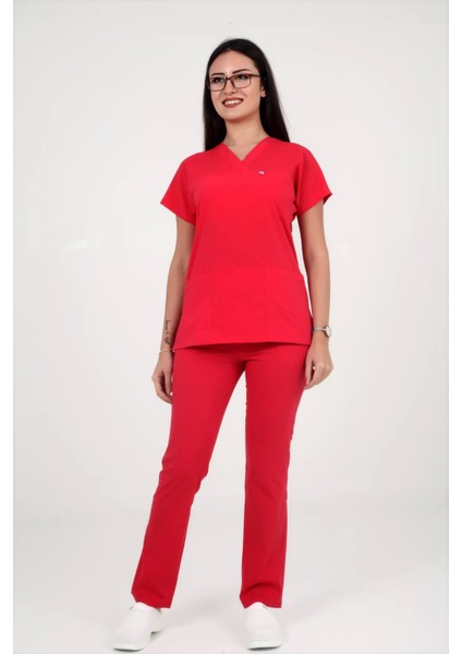 Kadın Linda Yarasakol Nar Çiçeği Renk Scrubs Takım modelleri