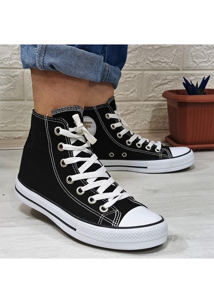 555 Siyah-Beyaz Uzun Sneaker Keten Spor Ayakkabı fırsatları