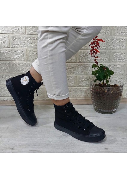 555 Siyah-Siyah Uzun Sneaker Keten Spor Ayakkabı fırsatları